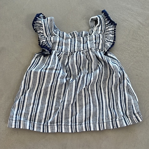 CARTER’S Baby Girl Linen Striped Tank & Short Set, Blue White, 18M - Picture 4 of 9